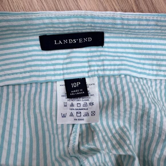 Blue Lands End Womens Seersucker Striped Skirt Preppy Classic Nautical Clean 10P - Picture 4 of 5